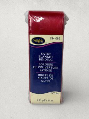 Wrights Satin Blanket Binding Red Trim 4.75 Yards Sewing Craft